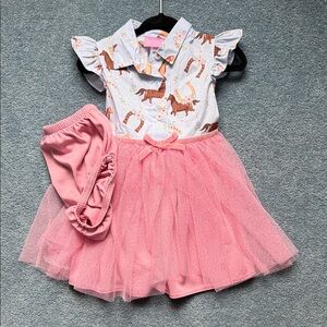 Pink Tulle Dress with Animal Print Top